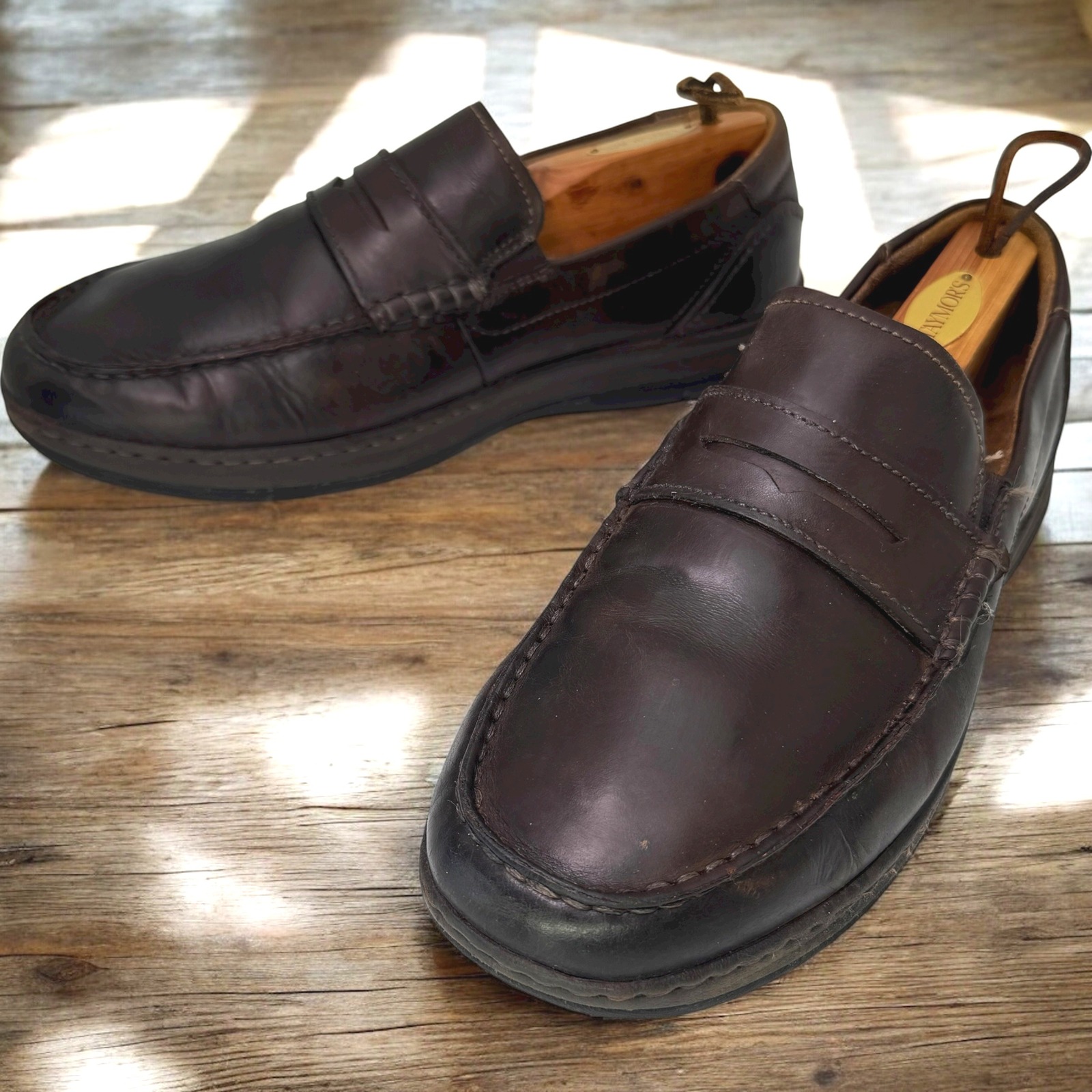 Olukai Florsheim Penny Loafers Men 9w Comfortech Shoes Brown Leather Work Travel